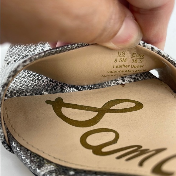 Sam Edelman Yaro Heel Silver Snake Print Leather Ankle Strap Open Toe Sandal 8.5 - Picture 8 of 9